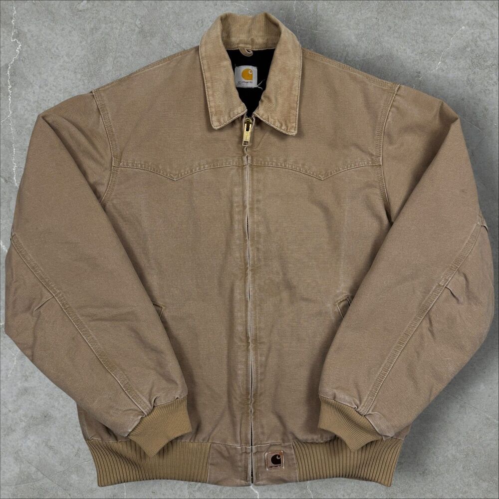 Vintage Carhartt Santa Fe J14 SDL Saddle Tan Canvas Corduroy Collared Jacket -XL